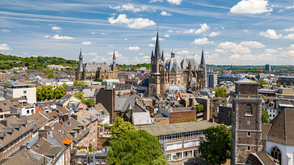 Skyline of Aachen on a summer day