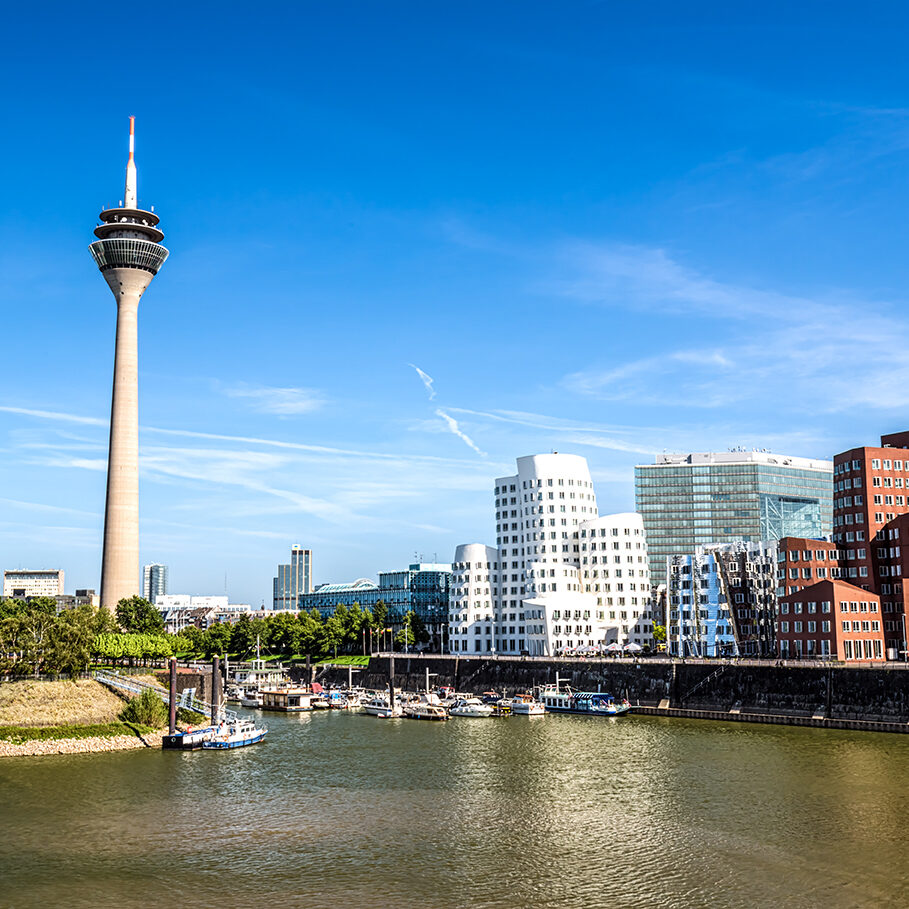 Skyline Düsseldorf with Rhein River and TV Tower